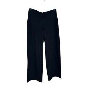 Eileen Fisher System Wide Leg Pull On Pants Size S Black Stretch Office Travel